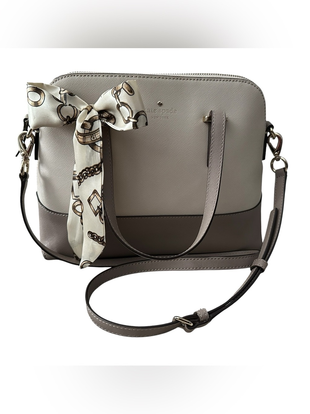 Kate Spade Women’s Satchel Purse Beige Gray Cedar Street Maise Saffiano Leather